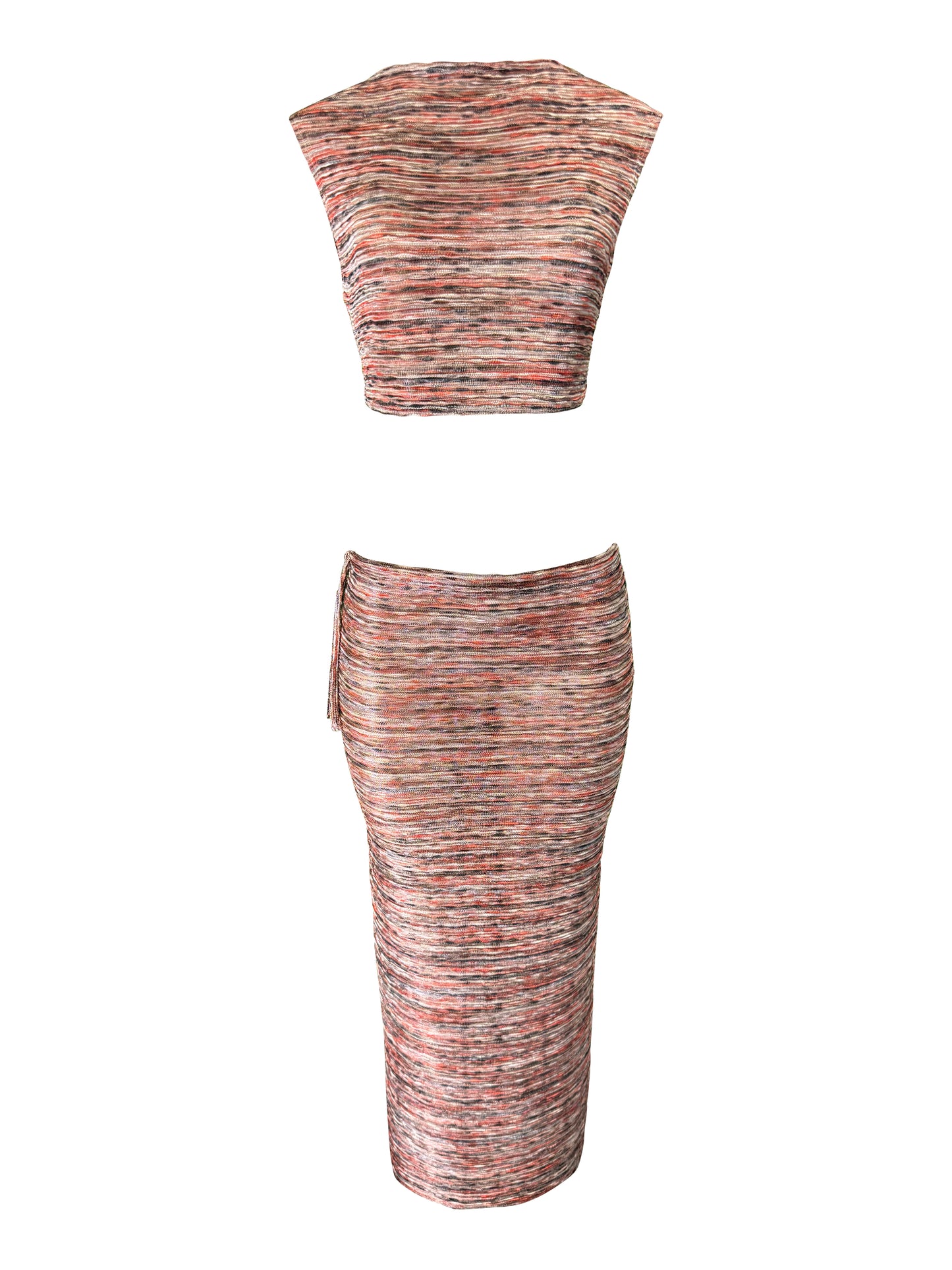 RED KNIT HALTER MAXI SKIRT